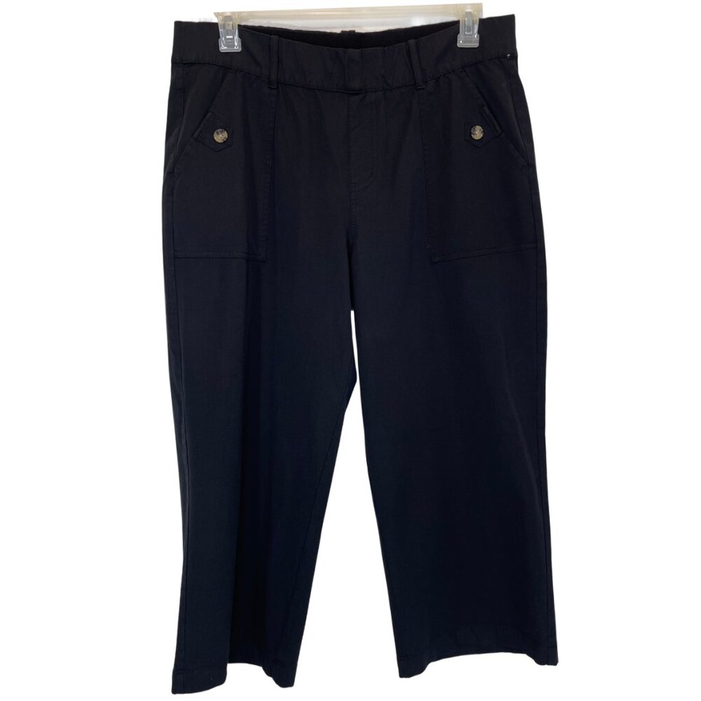 Women Black Wide Leg Capri Pants Size L